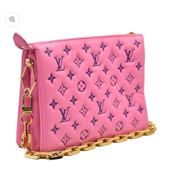 LOUIS VUITTON Lambskin Embossed Monogram Vuittamins Coussin PM Rose Violet - Picture 6 of 15